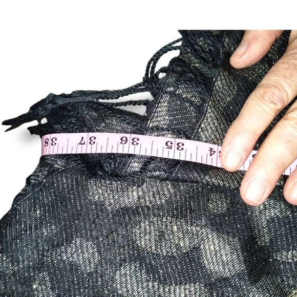 Scarf Wrap Animal Print Gold Metallic Black Cheetah Gray Brown 36x72 - Picture 13 of 14